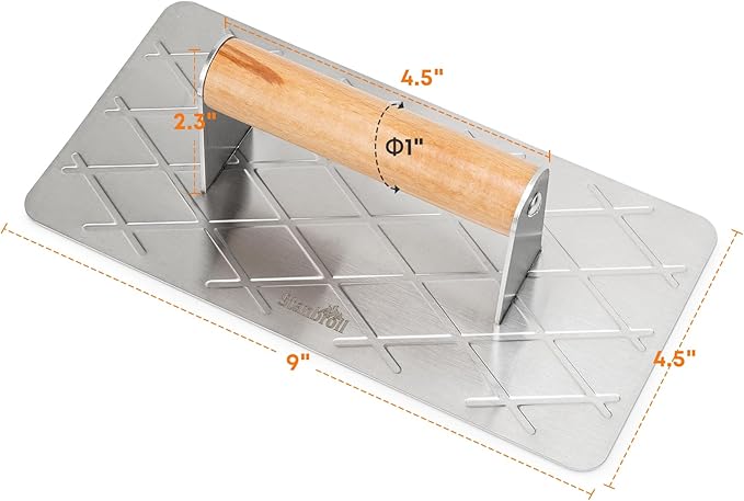 Stanbroil Stainless Steel Bacon Press for Griddle, 9” x 4.5”Rectangular Grill Press BBQ Professional Griddle Accessories, Non-Stick Burger Smasher for Flat Top Cooking