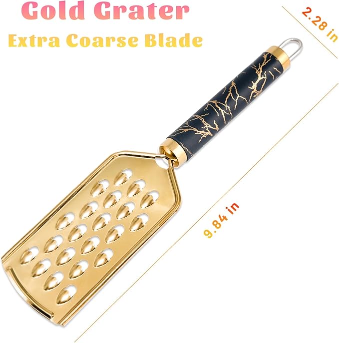 Professional Cheese Grater, Gold Stainless Steel Cheese Grater Handheld, Grater Hand Crank, Practical Kitchen Gadgets, Graters for Cheese, Chocolate, Spices (Extra)
