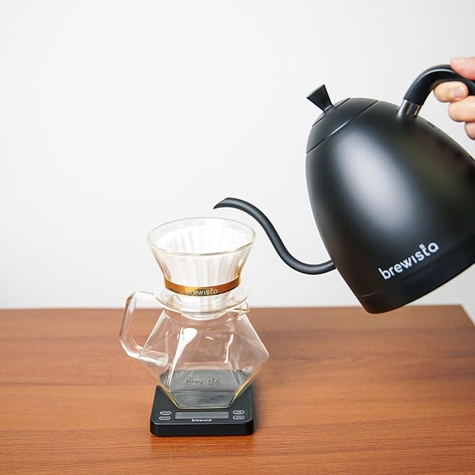 Brewista Artisan Electric Gooseneck Kettle, Water Boiler with LCD Panel, Precise Temperature Control, Fast Boiling and Keep Warm Settings for Pour-Over Coffee & Tea, Café, 1 Liter (All Black)