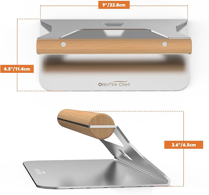 Onlyfire Stainless Steel Burger Press, 9 Inch Heavy Duty Rectangular Bacon Press with Wood Handle, Non-Stick Grill Press for Griddle, Smash Burger Press for Flat Top Grill Cooking