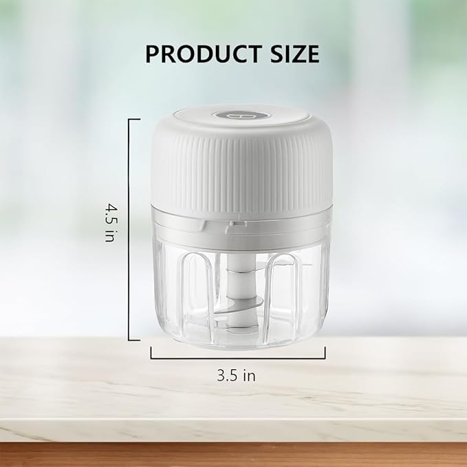 Electric Garlic Chopper, Portable Veggie Chopper,Garlic Grinder Masher Onion Chopper, Cordless Food Processor for Ginger, Chili, Fruit, Meat,etc(white 250ml)