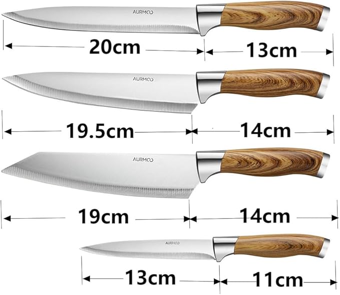 Knife Set, 6 Pieces Kitchen Knife Set, Chef-Knife, Culinary Kitchen-Knife, Utility-Knife, Slicer-Knife, Peeler, Kitchen Shears, Dishwasher Safe