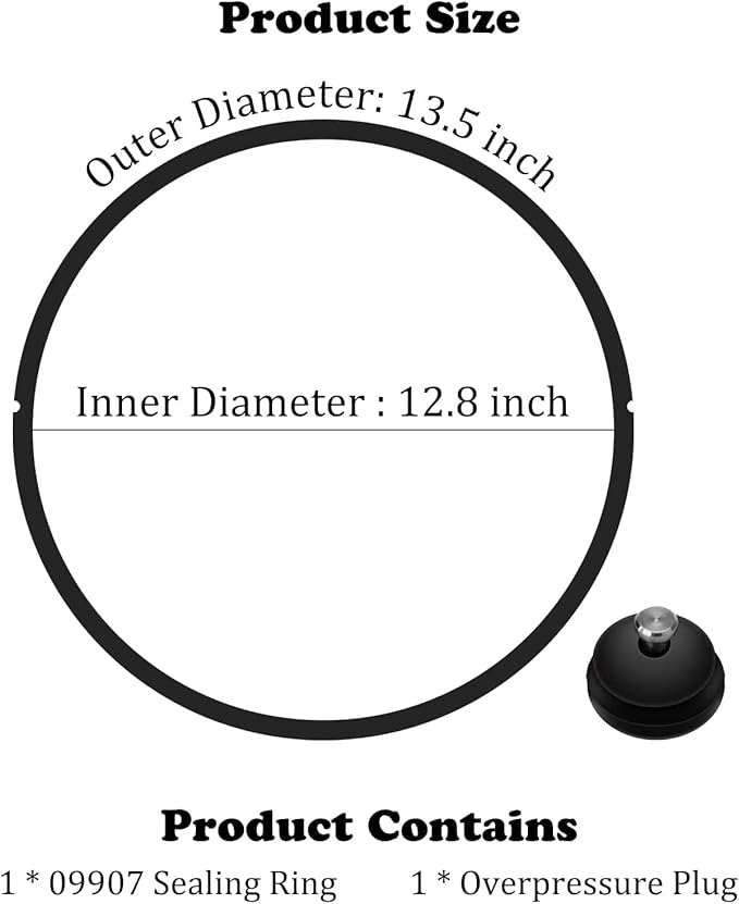 09907 Pressure Cooker Sealing Ring/Gasket Fit for Presto CA16, CA16H & 21 Qt In Box Pressure Canner Sealing Ring & Automatic Air Vent (1075)