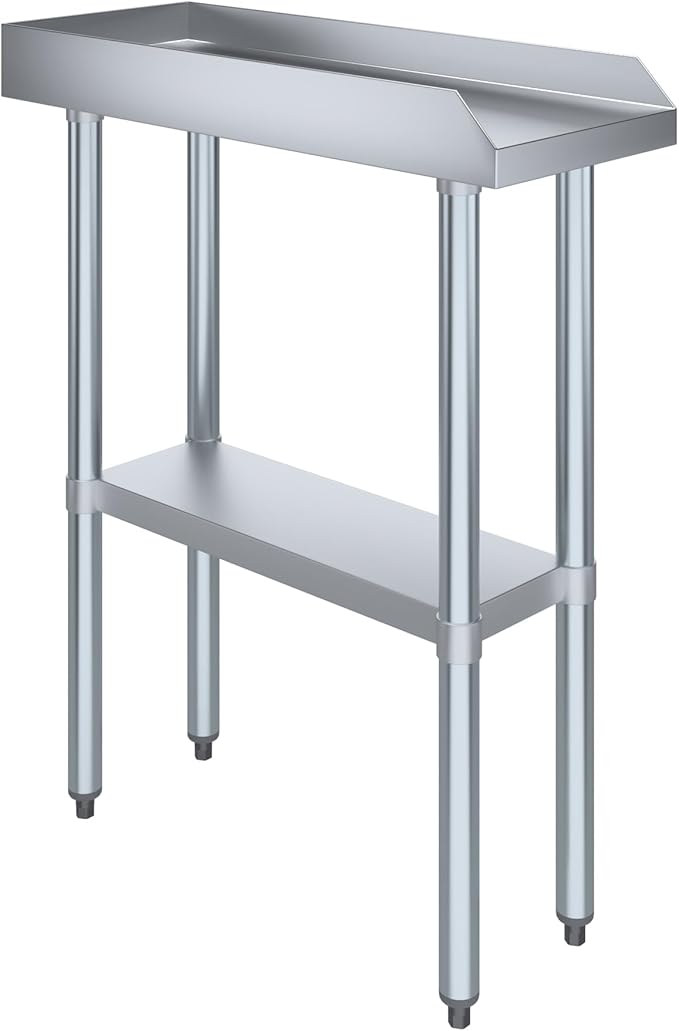 AmGood Commercial Work Table with Backsplash and Sidesplashes | Height: 35" | Stainless Steel Prep Table for Kitchen, Restaurant, Garage, Laundry | NSF (12" Long x 30" Deep)