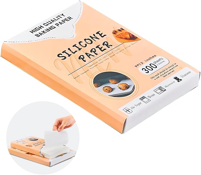 Parchment Sheet 300Pcs,Parchment Paper Sheets 9x13In Non-Stick Baking Paper,Precut Parchment Paper for Baking, Cooking, Grilling, Frying and Steaming, Fit for Quarter Sheet Pans