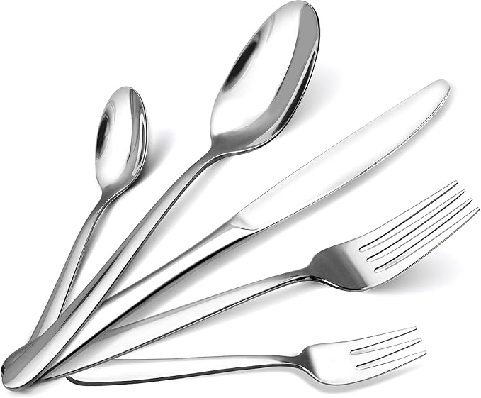 30-Piece Stainless Steel Flatware Set, Service for 6, Durable 18/0 Silverware with Ergonomic Design, Dishwasher Safe Tableware in Simple Style