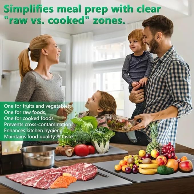 Titanium Cutting Board, New Upgrade Pure Titanium Cutting Boards for Kitchen, Double Sided Non Toxic Katuchef titanium Cutting Board, Hygiene Durable Dishwasher Safe Chopping Board (11.4IN*7.9IN)