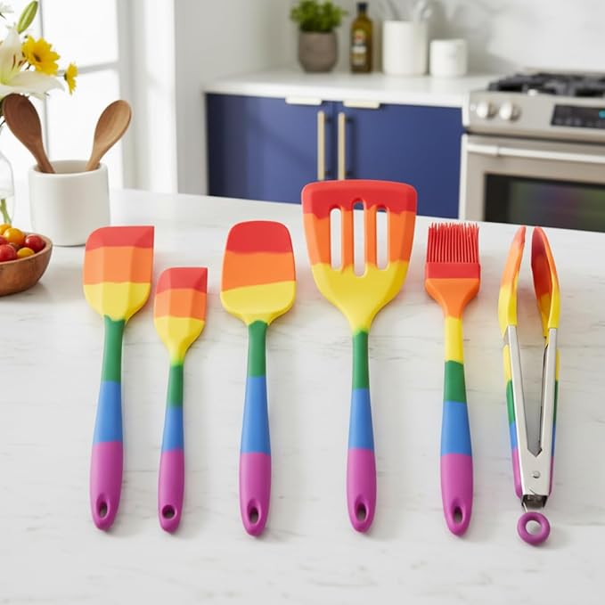 Cooking With Pride Non-Stick Mini Scraper Spatula, Heat-Safe Silicone With Iron Core, 8.5-Inch