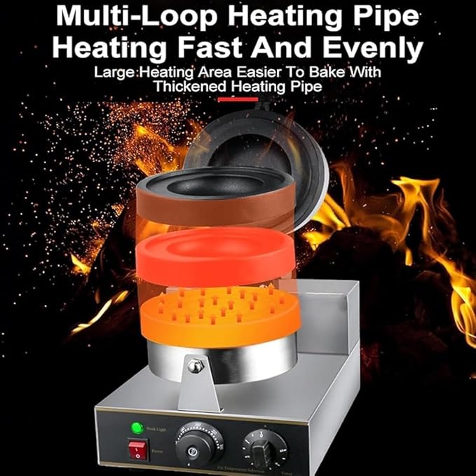 Non-Stick Commercial Hamburger Press - Electric Panini Maker with Adjustable Temperature 50-300℃ - Ideal for Waffles, Ice Cream Sandwiches & Grilled Burgers