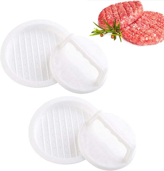 Burger Press Patty Makers, Round Non-stick Stuffed Hamburger Press Accessories Smashed Hamburger Press Patty Burger Meat Sausage Beef Makers Mold Kitchen Gadgets for Grilling (2 Pack, White)