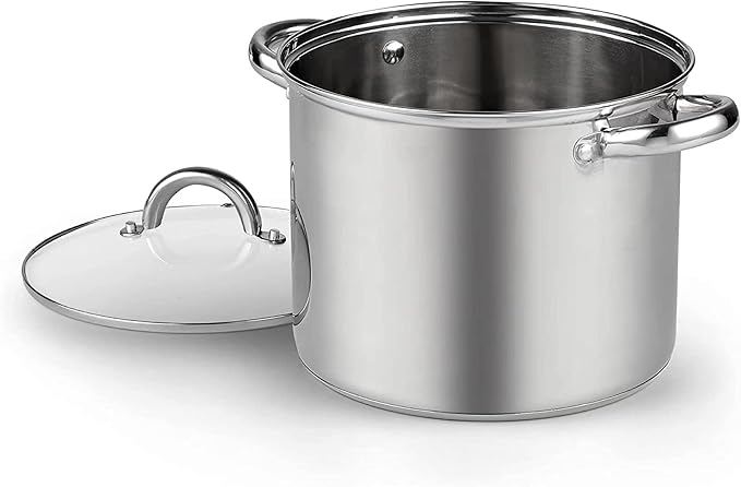 Cook N Home Stockpot with Lid, Basics Stainless Steel Soup Pot, 12-Quart