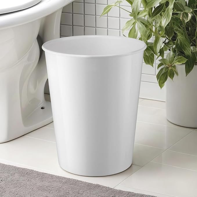 Monarch Abode White Handcrafted Metal Wastebasket for Home Office Bedroom, Decorative Waste Basket, Modern Bathroom Garbage Can, Durable & Decorative Trash Bin, White Bathroom Trash Can