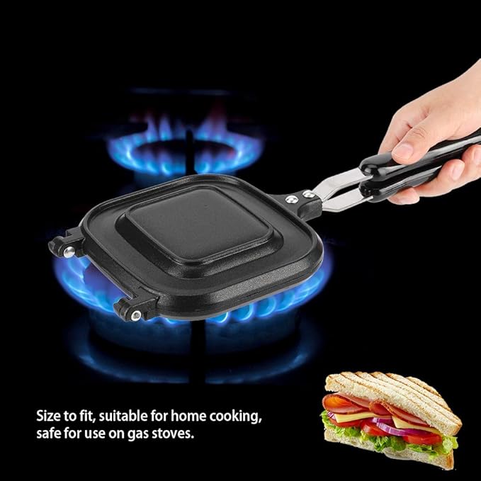 Oumefar Frying Pan Square Double-Sided Pancake Pan Nonstick Cooking Pan Sandwich Maker Multifunction Baking Pan for Toaster Breakfast Omelette
