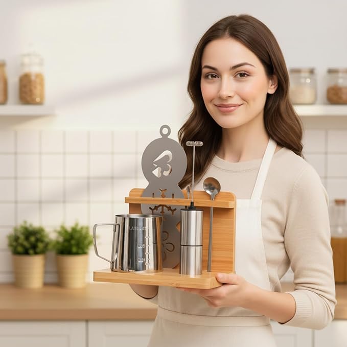 Electric Milk Frother Handheld - Compact Foam Maker with Stand & Accessories, Perfect for Coffee, Cappuccinos, Lattes, & More