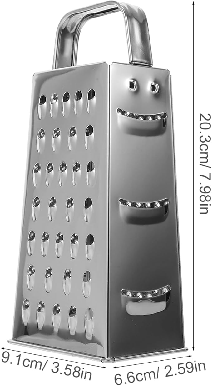 Cheese Grater - Stainless Steel Vegetable Grater, 4 Side Ktichen Box Graters with Handle, Multifunction Cutter Slicer for Cheese, Potato, Fruit, Vegetable 3.5 x 7.9 inch
