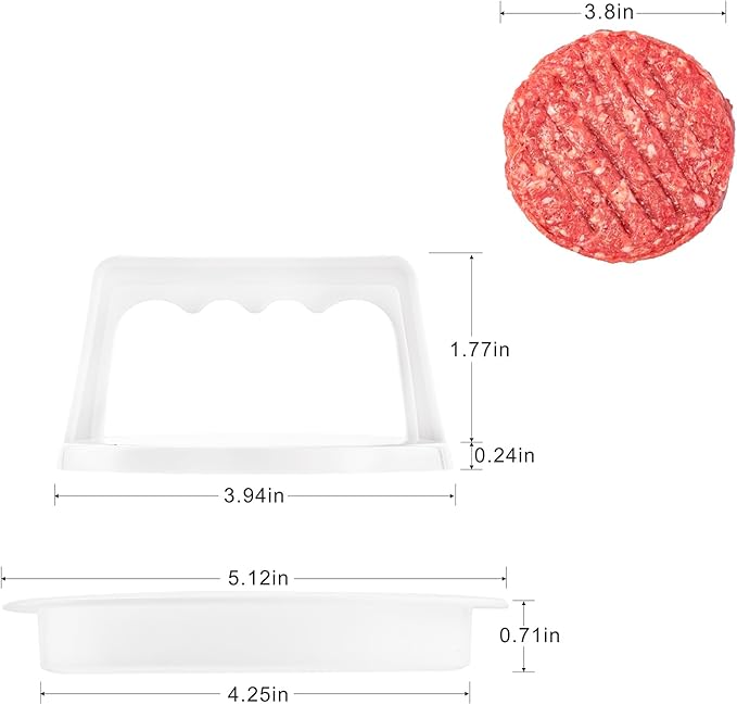 Burger Press Patty Makers, Round Non-stick Stuffed Hamburger Press Accessories Smashed Hamburger Press Patty Burger Meat Sausage Beef Makers Mold Kitchen Gadgets for Grilling (2 Pack, White)