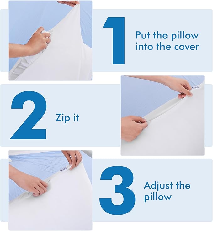 Avolare Cooling Pillow Cases, Arc-Chill Q-max>0.5 Body Pillowcases for Hair Skin and Hot Sleepers, Soft Silky 20" x 54" Summer Long Pillow Cover with Zipper 1 Pack - White