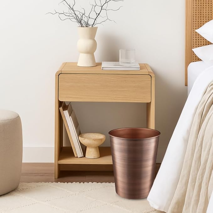 Monarch Abode Copper Handcrafted Metal Wastebasket for Home Office Bedroom, Decorative Waste Basket, Modern Bathroom Garbage Can, Durable & Decorative Trash Bin, Antique Copper Bathroom Trash Can