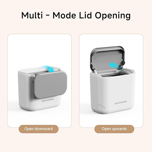 Small Trash Can with Lid, 1.8 Gallon Flip-Top Wall-Mounted Garbage Can, Slim Waste Basket & Compost Bin for Bathroom, Kitchen, Bedroom, Living Room, Office, Laundry - White (1.8 Gel)