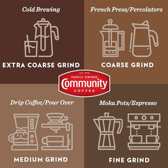 Community Coffee Private Reserve Evangeline Blend Whole Bean Coffee, Dark Roast, 32 Ounce Bag (Pack of 4)