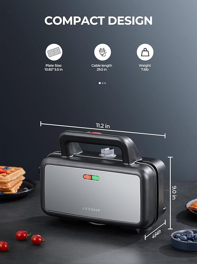 3 in 1 Sandwich Maker, Waffle Maker with Removables Plates, Panini Press Waffle Iron Set with 5-gear Temperature Control, Non-stick Coating Cool Touch Handle Anti-skid Feet for Breakfast, 1200W