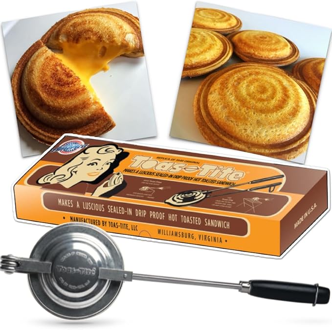 Sandwich Grill - Handheld Pie Iron, Sandwich Maker, Hand Toaster, Panini and Sandwich Press for Hand Made Hot Sandwiches and Pies - Perfect for Stovetop, Grill and Campfire