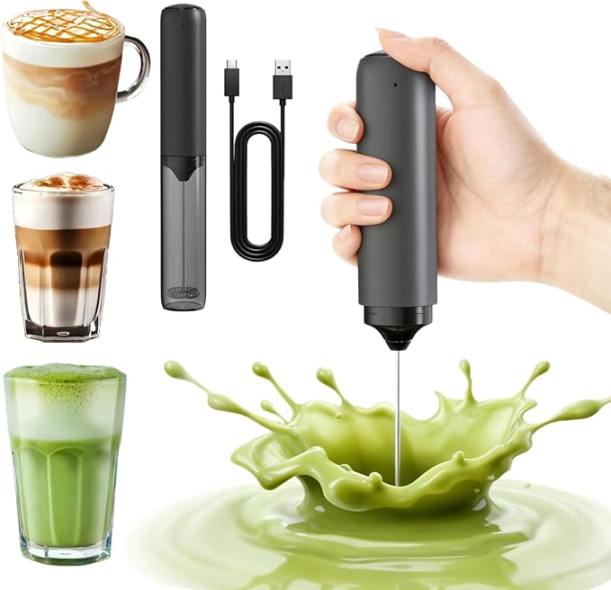 Rechargeable Matcha Whisk Electric,Matcha Drink Mixer-Milk Frother Handheld with Cover-Travel Stirrer Matcha Frother Wand for Protein Powder Coffee batidora de mano electrica-Kitchen Gadgets