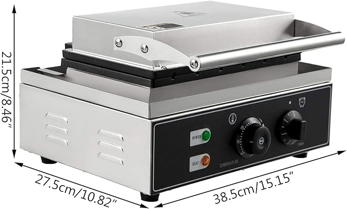 Electric Sandwich Making Machine, 1500W Commercial Sandwich Maker with Indicators and Large Capacity Baking Pans, Double Pan Sandwich Burgers Panini Maker Machine Adjustable Temperature & Time
