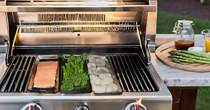 5 Pack Grill Basket for Outdoor Grill, Heavy Duty Stainless Steel Vegetable Grill Pans, Serving Tray BBQ Serving Platters with Holes for Grill Fish,Vegetable,Meat,Prep Food Veggie and Seafood