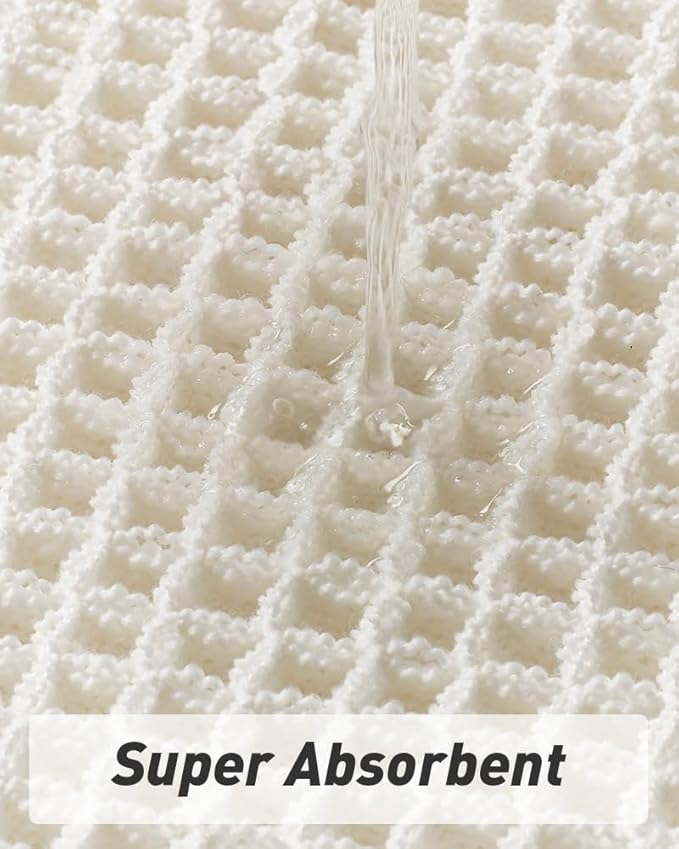 AMOAMI Upgraded Waffle Runner Rug Super Absorbent Non Slip Bath Mats for Bathroom Machine Washable Bathroom Runner Rug with Tassels, Ideal for Hallway Bedroom Laundry Room, 17" x 72", White