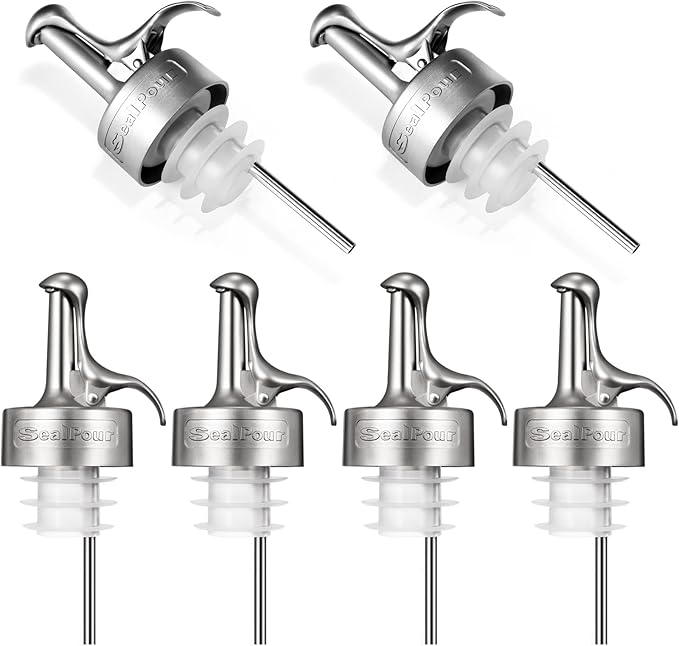 Olive Oil Spouts, Stainless Steel Pour Spout, Olive Oil Pour Spout for Dispenser, Pour Bottle Spouts, Suitable for Beverage,Vinegar and Sauce for Home Kitchen -6PCS