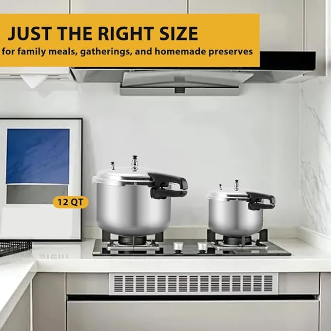 12 Quart Pressure Cooker,Aluminum Pressure Canner w/Canning Rack & Easy Lock Lid for Canning, Steaming
