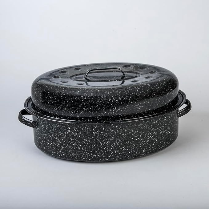 Granite Ware Porcelain Enamel Covered Roaster 20 lb Black