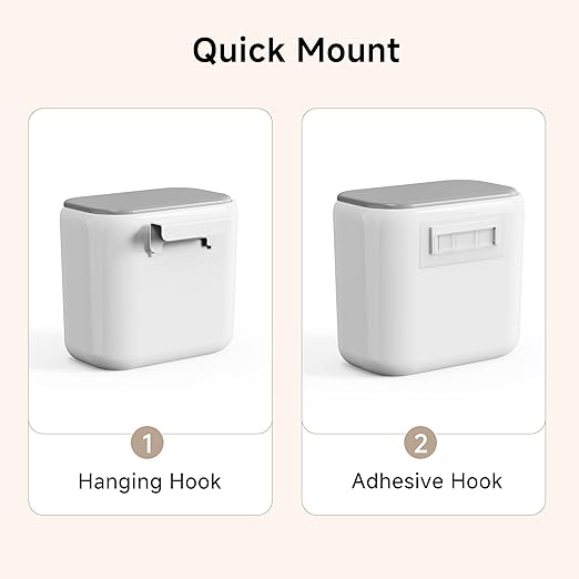 Small Trash Can with Lid, 1.8 Gallon Flip-Top Wall-Mounted Garbage Can, Slim Waste Basket & Compost Bin for Bathroom, Kitchen, Bedroom, Living Room, Office, Laundry - White (1.8 Gel)