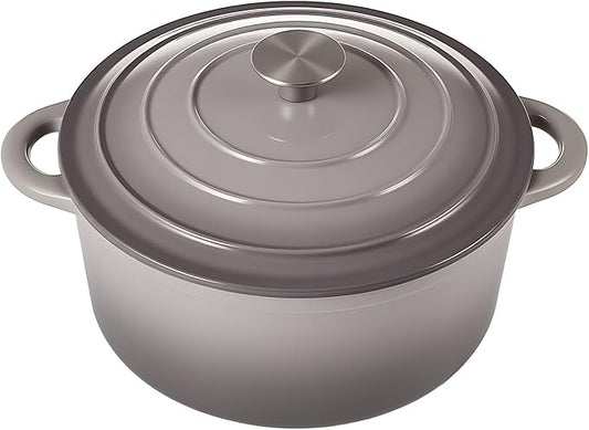 Miereirl 6 Quart Enameled Dutch Oven Pot with Lid, Cast Iron Dutch Oven with Dual Handles for Bread Baking, Cooking, Non-stick Enamel Coated Cookware, Grey