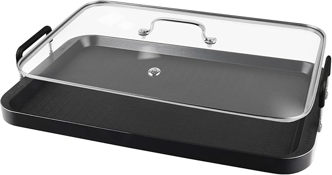 Vayepro Griddle Glass Lid for Lodge 10.62-inch x 16.14-inch Cast Iron Rectangular Reversible Grill/Griddle, Clear Pot Cover Accessories, Glass Basting, Keep Warm and Prevent Splashing
