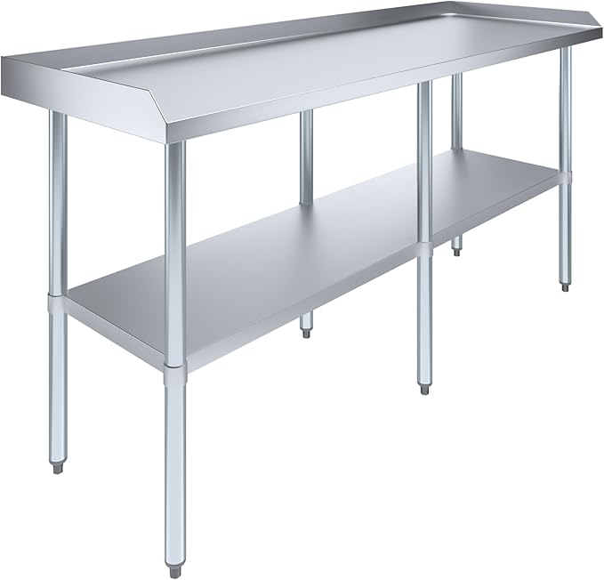 AmGood Commercial Work Table with Backsplash and Sidesplashes | Height: 35" | Stainless Steel Prep Table for Kitchen, Restaurant, Garage, Laundry | NSF (72" Long x 24" Deep)