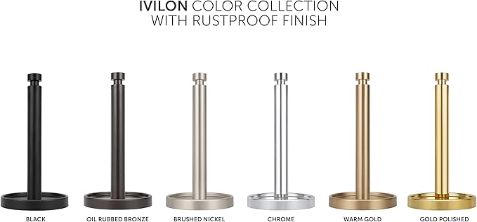 Ivilon Countertop Paper Towel Holder - Steady and Easy Tear - Fits All Paper Towel Rolls - Black