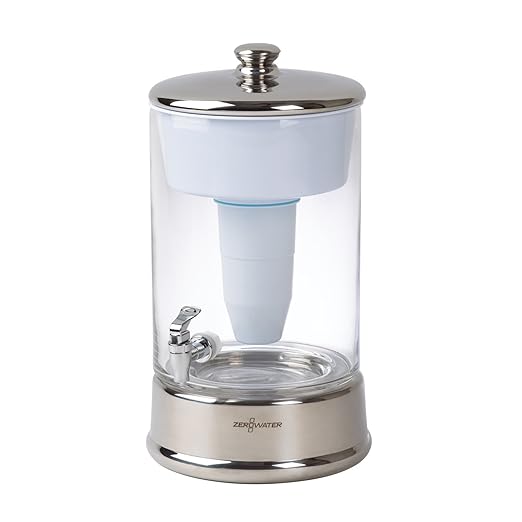 ZeroWater 40-Cup Ready-Pour 5-Stage Round Glass Water Filter Dispenser with 5-Stage 0 TDS Water Filter – IAPMO Certified to Reduce Lead, Chromium, and PFOA/PFOS