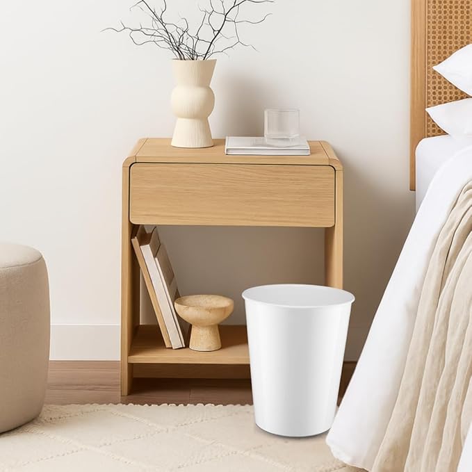 Monarch Abode White Handcrafted Metal Wastebasket for Home Office Bedroom, Decorative Waste Basket, Modern Bathroom Garbage Can, Durable & Decorative Trash Bin, White Bathroom Trash Can