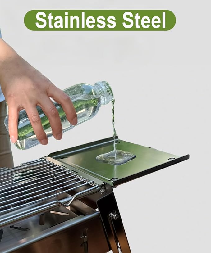 Charcoal grill suitable for 3-6 people, thick stainless steel grill, Sliding folding barbecue,portable BBQ, barbecue tool set