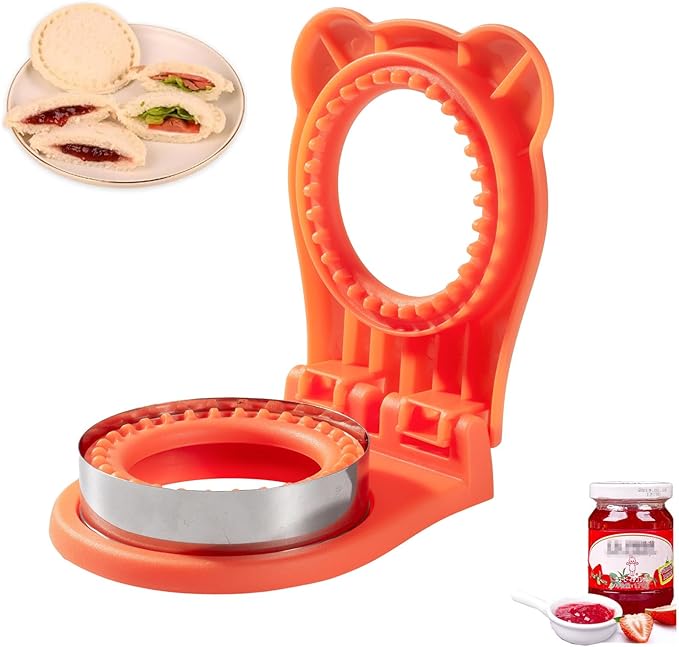 Uncrustable Sandwich Maker,Sandwiches Pocket Circle Shape 3.7Inch Sandwich Cutter and Sealer,Sandwich Cutter for Kids Breakfast and lunchboxes (Orange)