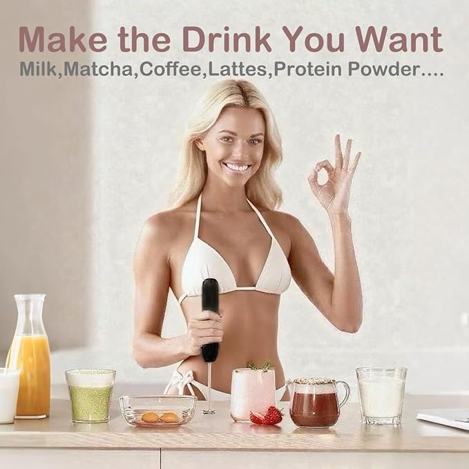 Rechargeable Matcha Whisk Electric,Matcha Drink Mixer-Milk Frother Handheld with Cover-Travel Stirrer Matcha Frother Wand for Protein Powder Coffee batidora de mano electrica-Kitchen Gadgets