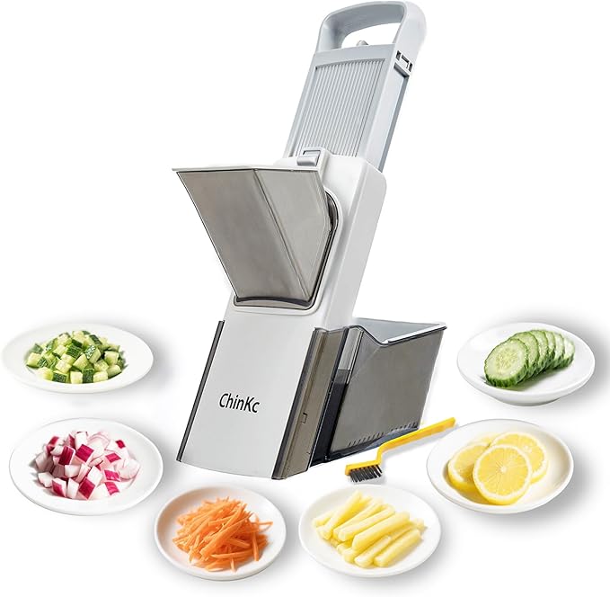 Upgrade Safe Mandoline Slicer for Kitchen, Adjustable Vegetable Food Chopper Potato Fries Cutter, Removable, with Draining basket, Kitchen Chopping Artifact, Gift