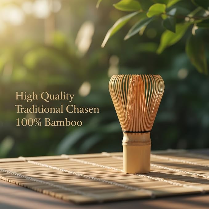 4 Pcs Matcha Whisk Set, Matcha Kit with Bamboo Whisk, Ceramic Spouted Matcha Bowl - Traditional Japanese Tea Set