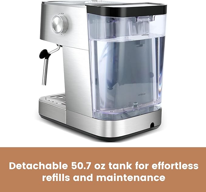 Gevi Espresso Machine with Milk Frother, 20 Bar Espresso Maker for Home with Stainless Steel Exterior,Compact Espresso Machine with 58mm Professional Portafilter for Cappuccino, Latte, Silver