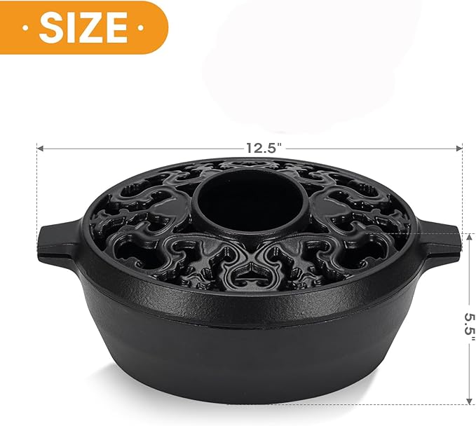 Wood Stove Steamer,2.5Quart Cast Iron Humidifier for Wood Stove,Large Capacity Wood Stove Humidifier,Large Diameter Mouth Lattice Top Rust Resistant Fireplace Humidifier Pot,Black