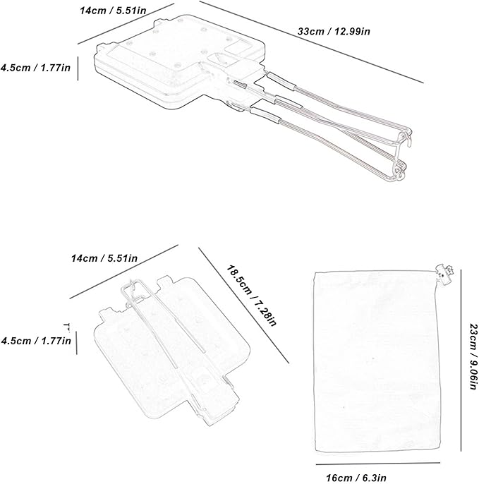 Foldable Hot Sandwich Maker, Double Sided Sandwich Baking Pan, Nonstick Coating Camping Toaster for Outdoor Use