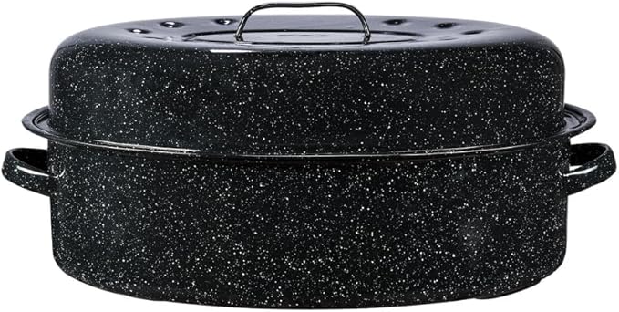 Granite Ware Porcelain Enamel Covered Roaster 20 lb Black