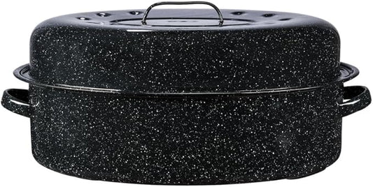 Granite Ware Porcelain Enamel Covered Roaster 20 lb Black